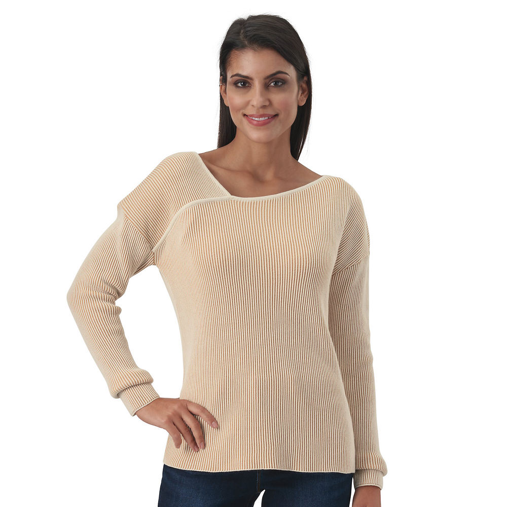 Asymmetrical Ribbed Sweater Multi Sweaters 4X