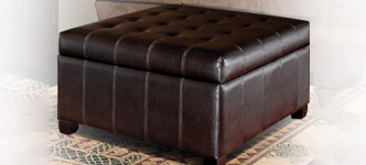 Isabella Bonded Leather Storage Ottoman