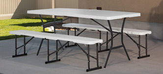 Lifetime 6' Fold-in-Half Table with 2 Fold-in-Half Benches