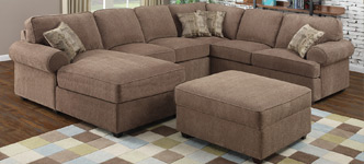 Castle Harbor Fabric Sectional with Storage Ottoman