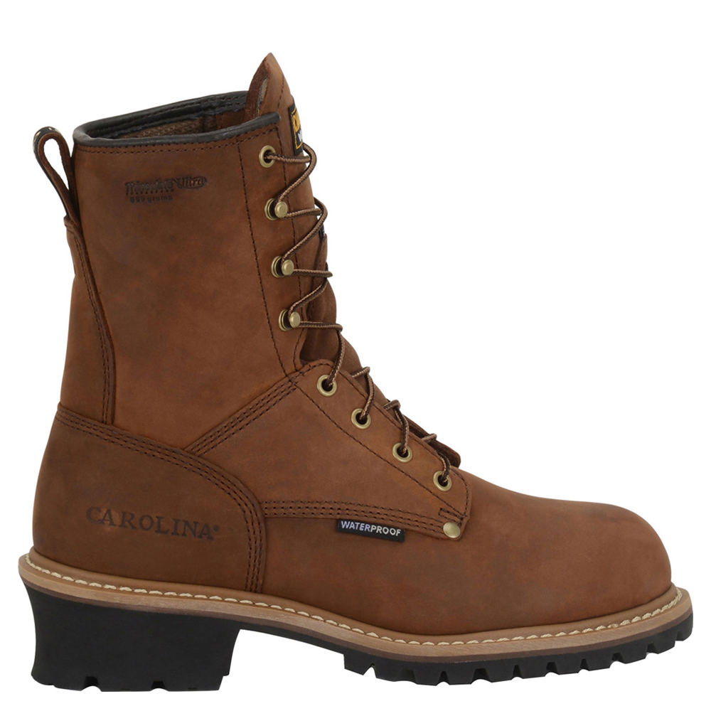 Carolina Elm 8" Insulated Steel Toe Logger Men's Brown Boot 10.5 E2