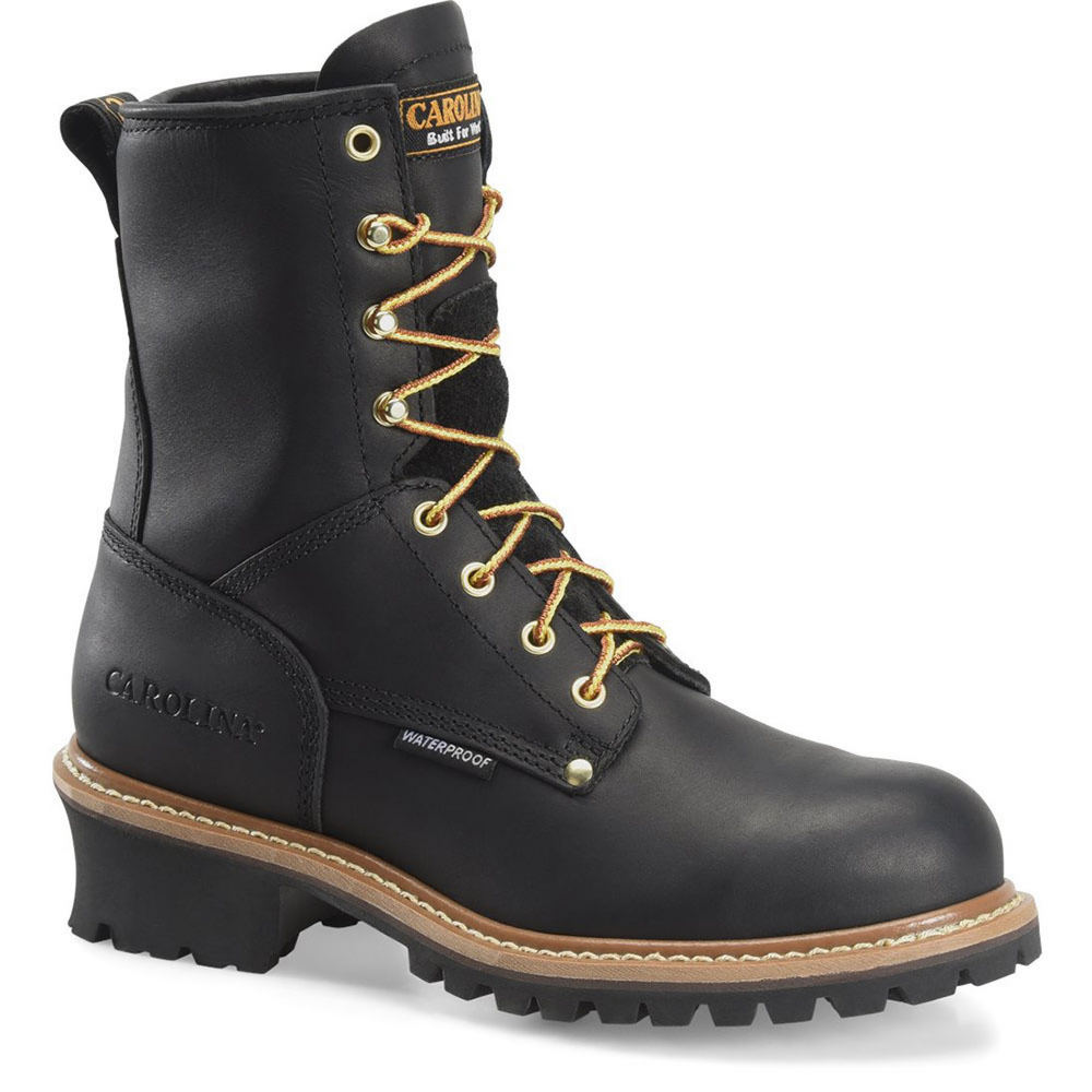 Carolina Elm 8" Waterproof Logger Men's Black Boot 8 D