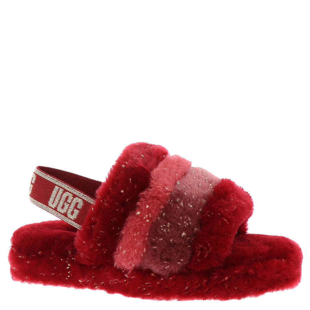 UGG Fluff Yeah Metallic Sparkle Girls' Toddler-Youth Red Slipper 5 Youth M