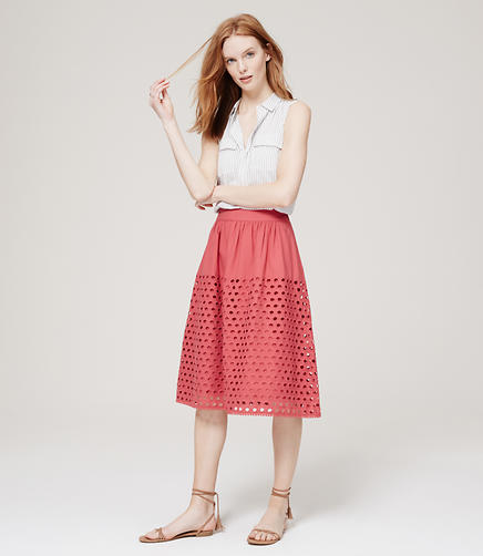 Image of Eyelet Midi Skirt