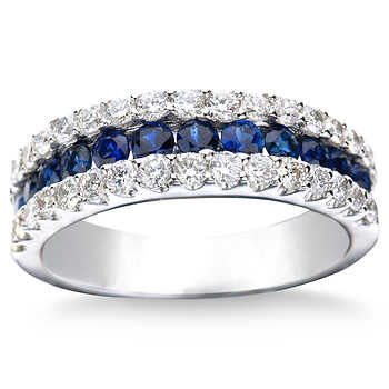 Blue Sapphire amp; Diamond 14kt White Gold Ring