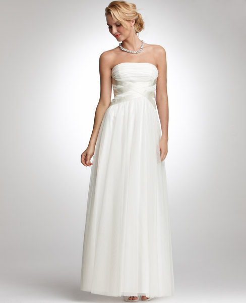 Ann Taylor Petite Georgina Tulle Strapless Wedding Dress, Bridal Ivory - Size 16