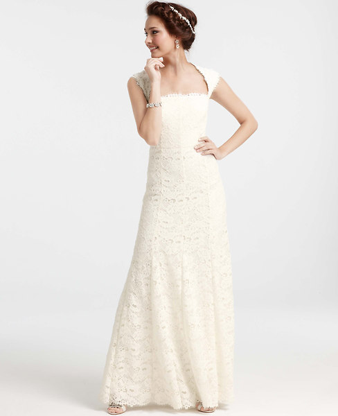 Ann Taylor Petite Isabella Lace Wedding Dress, Bridal Ivory - Size 16