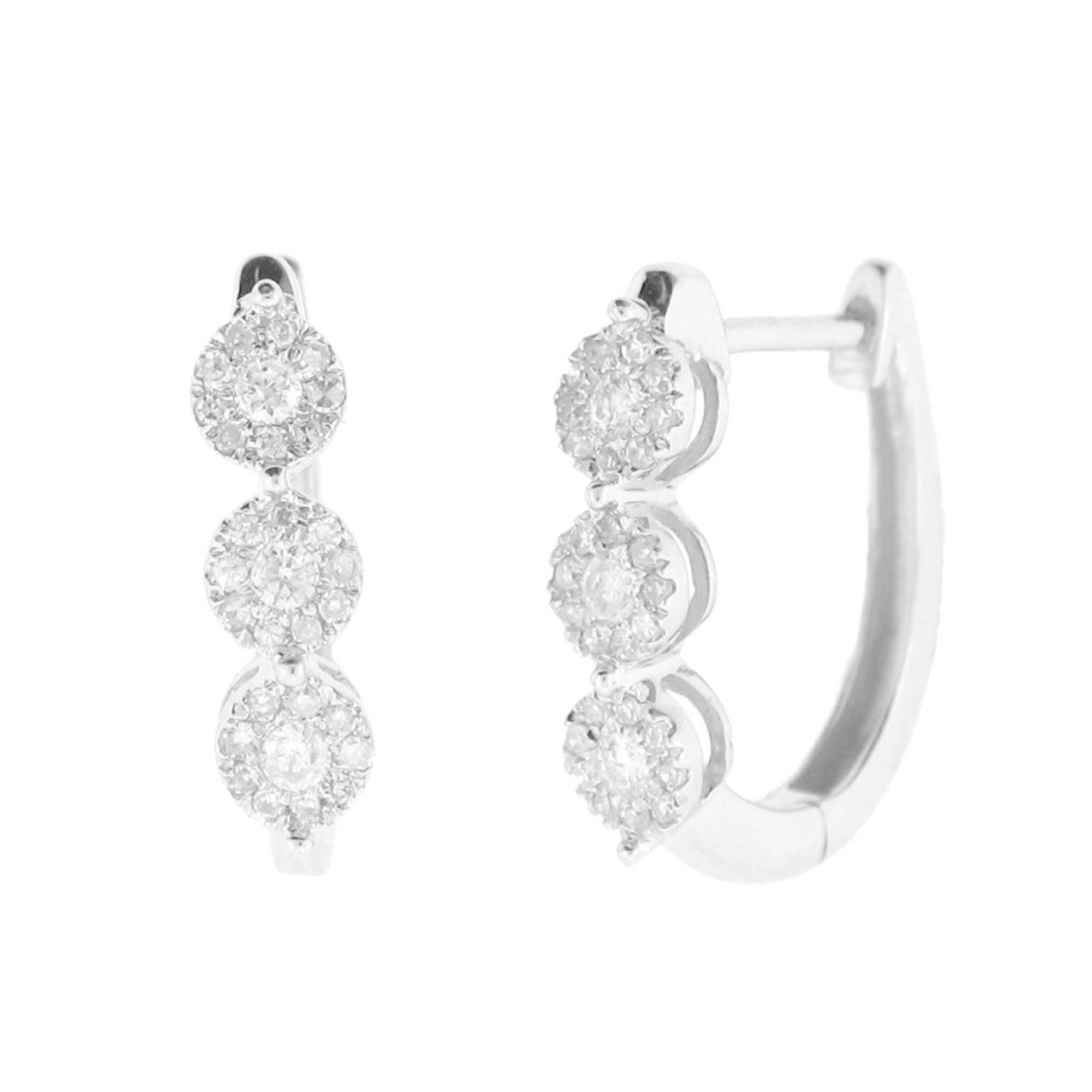 .33 ct. t.w. Round Diamond Cluster Hoop Earrings in 14k White Gold - BJ&#39;s Wholesale Club