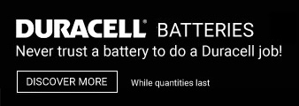 Duracell Batteries.  While quantities last.  Discover More.