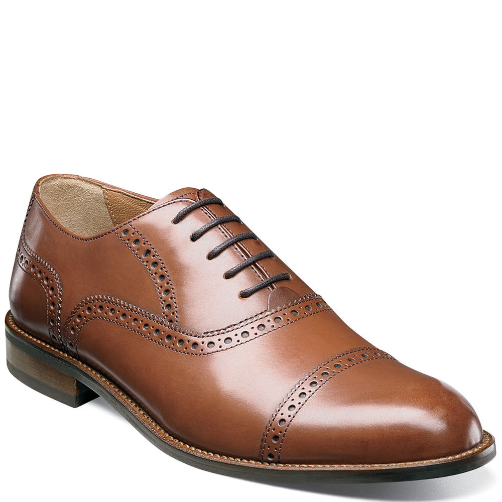 Florsheim Men's Pascal Cap Toe Oxford leather Saddle Tan Shoes 12130-257