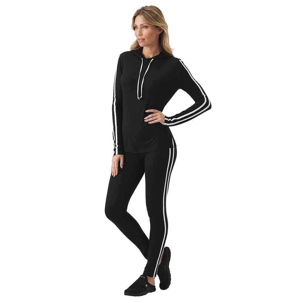 Vevo Active Women's Printed Tunic Jogger Set Black Sets 5X -  190061496932