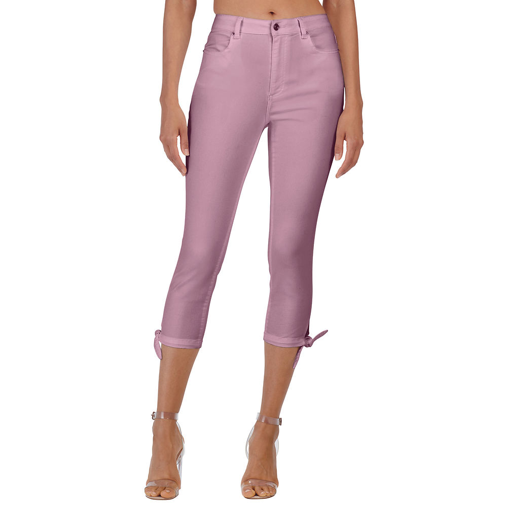 K Jordan Tie Hem Capri Pink Pants 16W-Regular -  190061444698