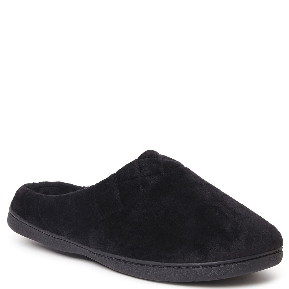Dearfoams Darcy Velour Clog with Quilted Cuff Women's Black Slipper L W -  091217177609