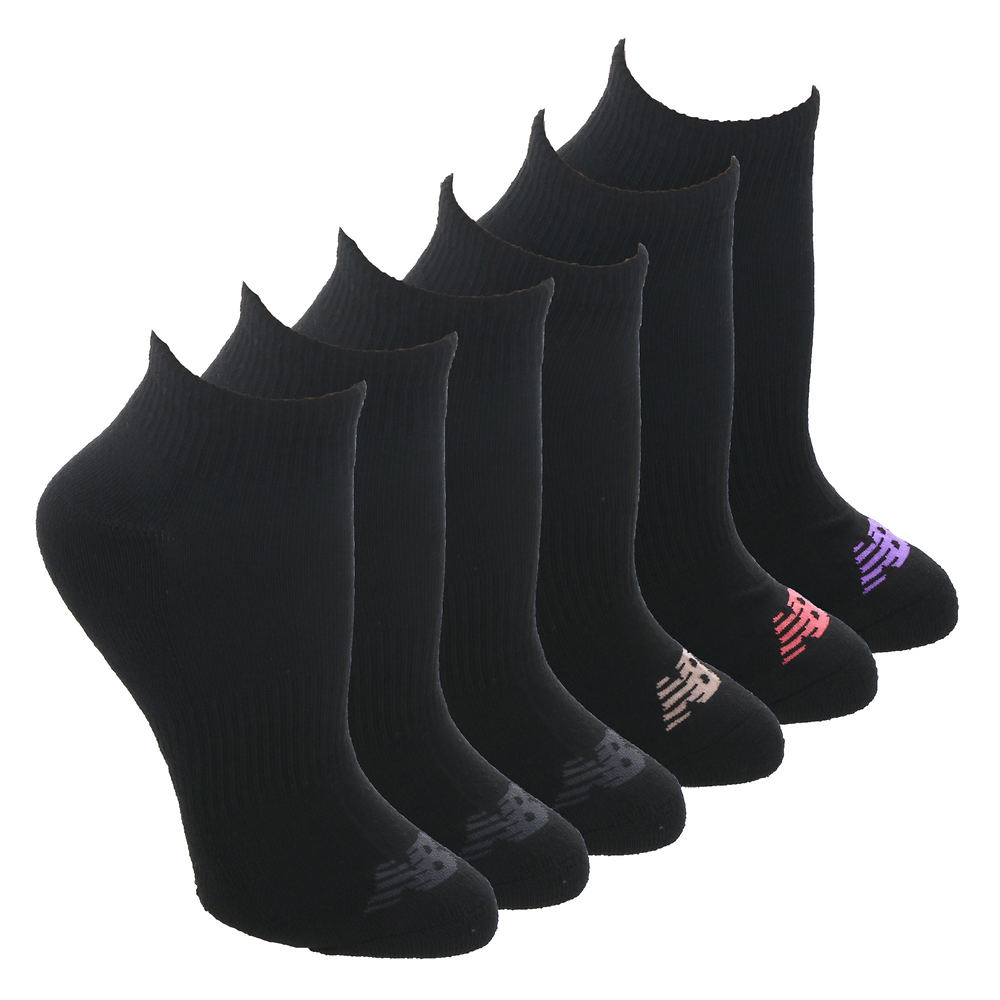New Balance Women's Quarter Athletic Toe NB 6-Pack Black Socks One Size -  886028317562