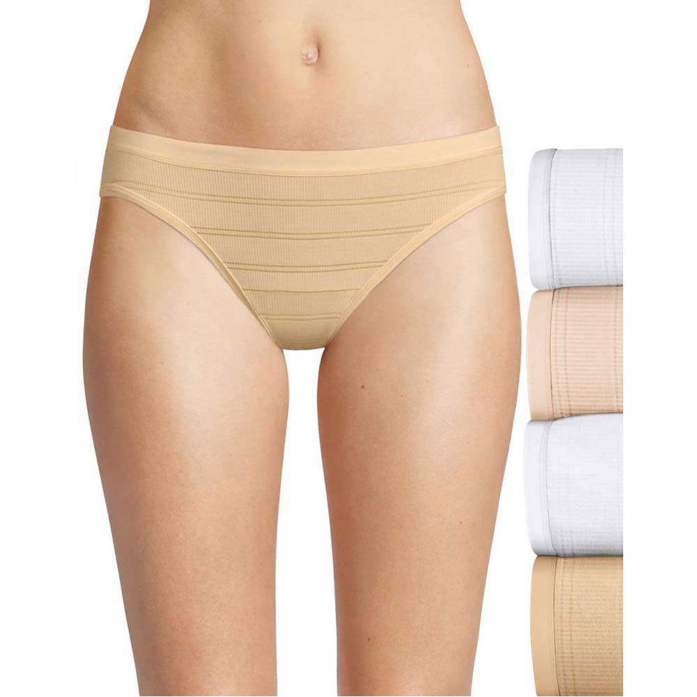 Hanes Women's Ultimate Comfort Flex Fit Bikini 4-Pack White Underwear 9 -  192503580469