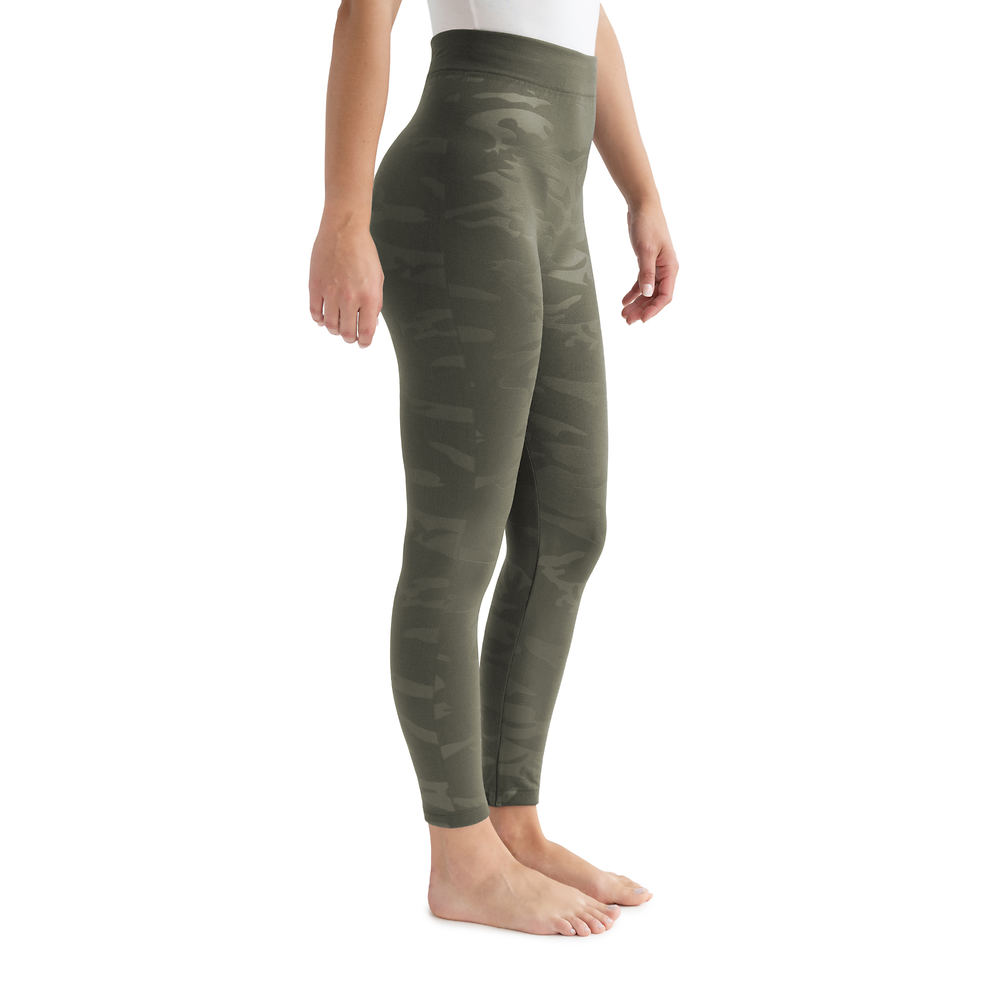 MUK LUKS Women's Fleece Lined Embossed Legging Green Pants L/X-Regular -  033977420038