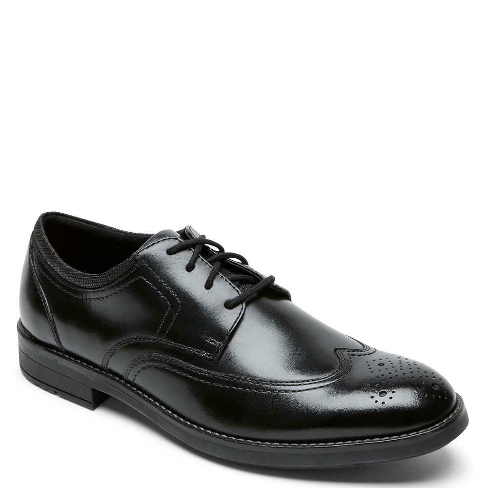 Men’s 1950s Shoes Styles- Classics to Saddles to Rockabilly Rockport Bryant Wingtip Mens Black Oxford 13 M $114.95 AT vintagedancer.com