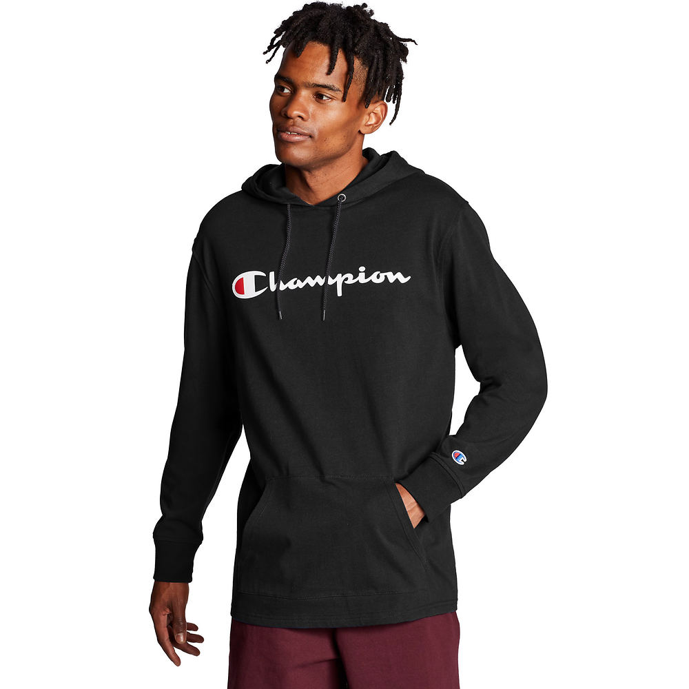 Champion Men's Long Sleeve T-Shirt Hoodie, Script Logo for sale online |  eBay