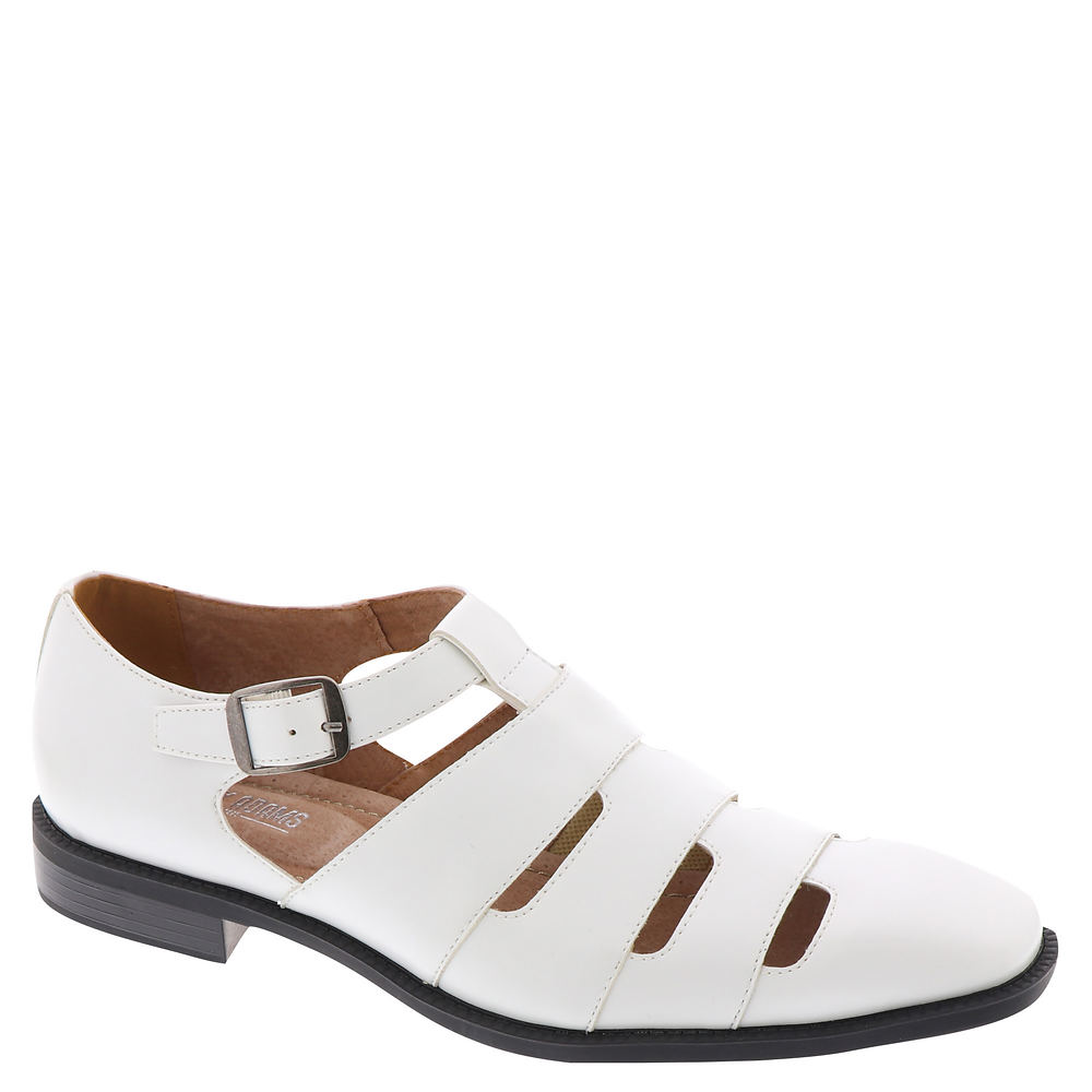 Men’s 1950s Shoes Styles- Classics to Saddles to Rockabilly Stacy Adams Calderon Mens White Sandal 13 M $74.95 AT vintagedancer.com