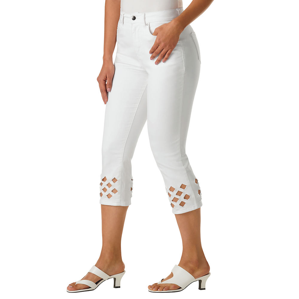 Masseys Cutout Straight-Leg Capri White Pants 16W-Regular -  190061441536