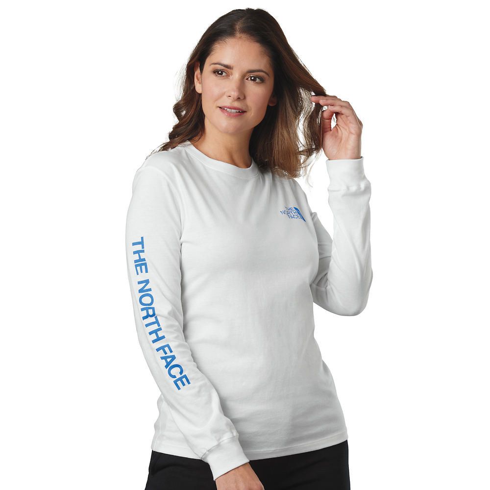 The North Face Women's Long Sleeve Hit Graphic Tee White Knit Tops S -  196573789777