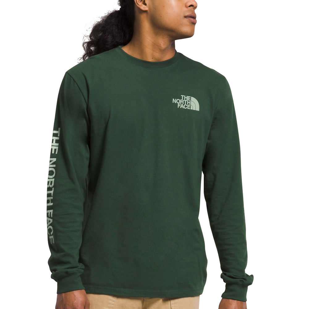The North Face Men's Long Sleeve Hit Graphic Tee Green Knit Tops S -  196573786745