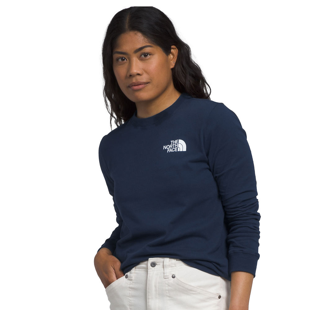 The North Face Women's Long Sleeve Box NSE Tee Navy Knit Tops S -  196573781931