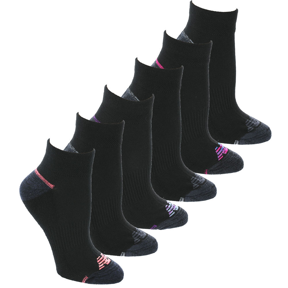 New Balance Women's 231QT02 Quarter 6-Pack Socks Black Socks One Size -  886028500711