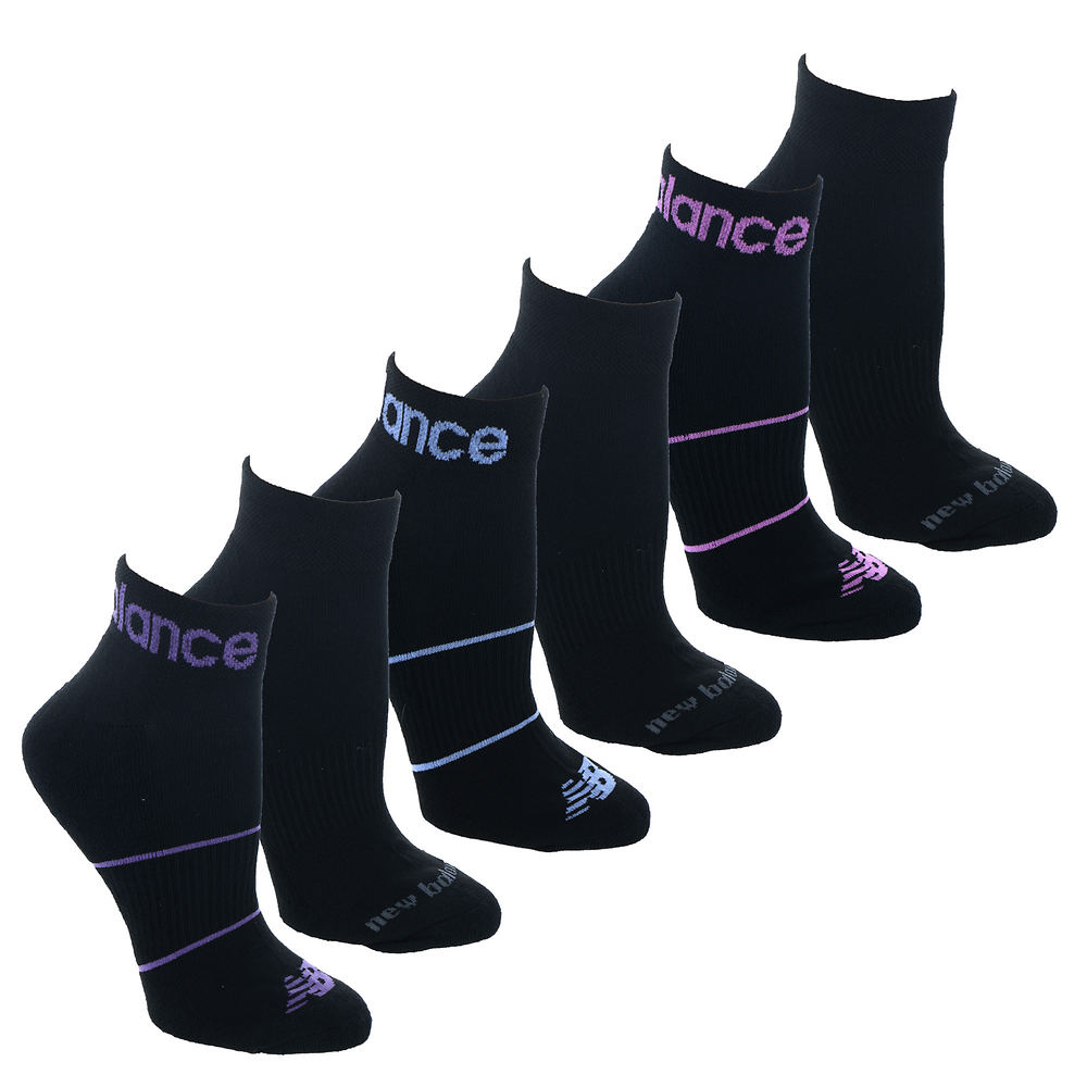 New Balance Women's 231QT03 Quarter 6-Pack Socks Black Socks One Size -  886028500735
