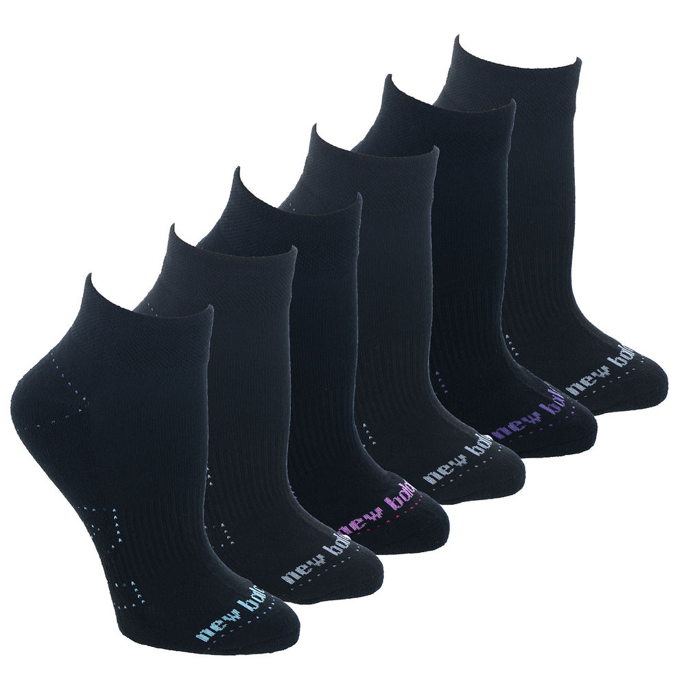 New Balance Women's 231QT09 Quarter 6-Pack Socks Black Socks One Size -  886028500780
