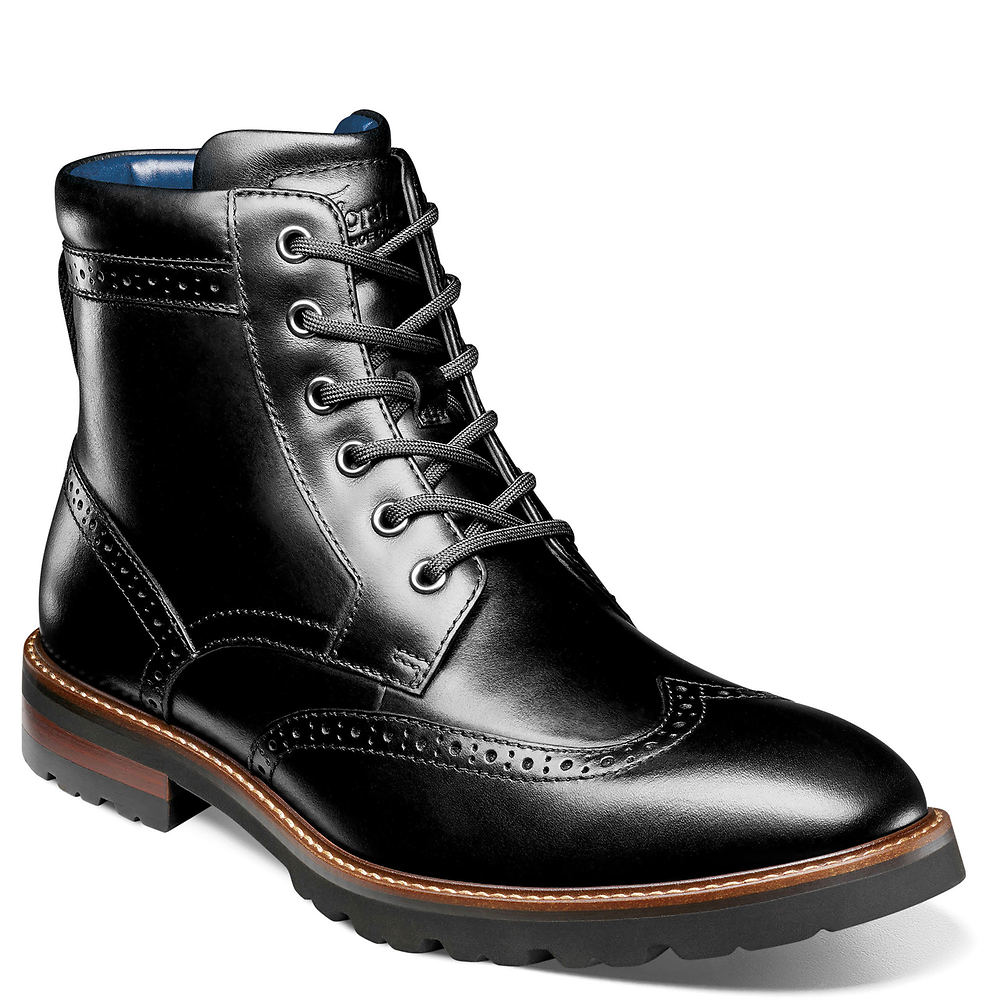 Florsheim Renegade Wingtip Lace Up Boot Men's Black Boot 9.5 M -  023936438402