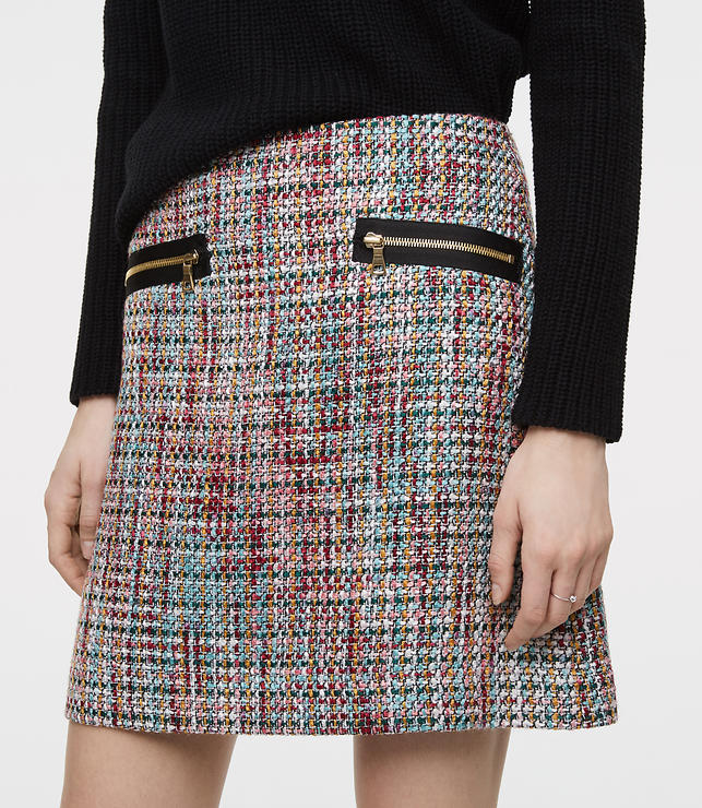 Color Swatch 5022Zip Pocket Tweed Skirt