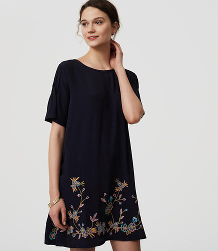 Image of Bird Embroidered Swing Dress