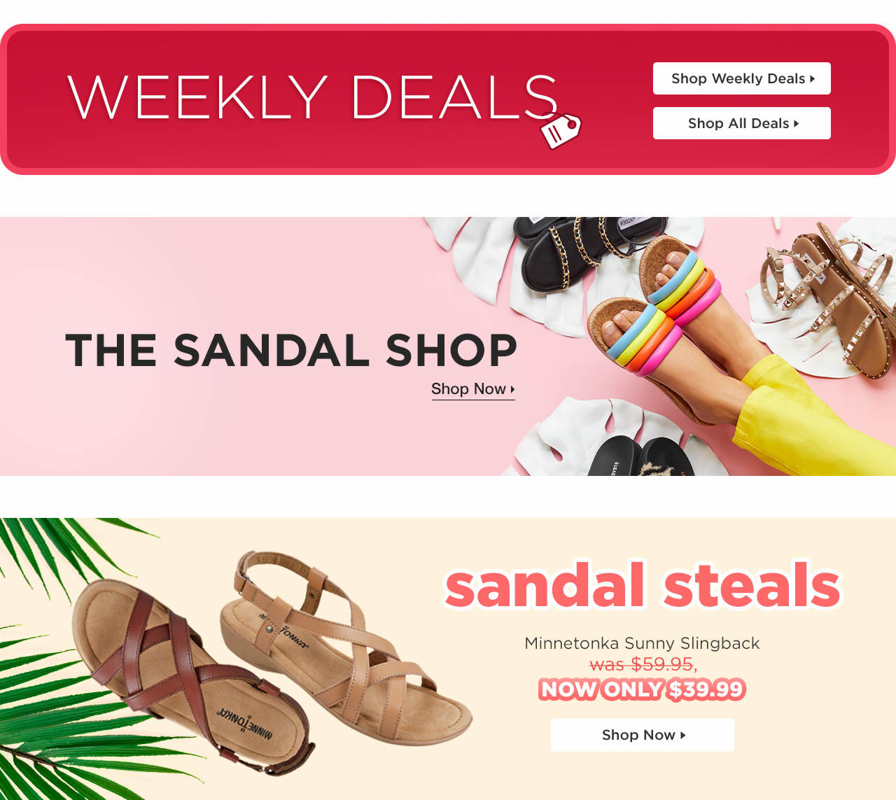Shop Weekly Deals and Sandals