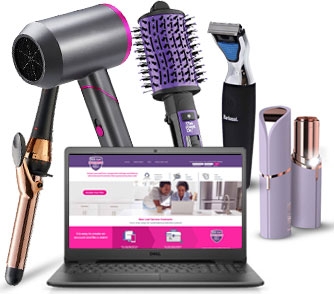 Picture of hair dryer, brushes and hair tools. etc