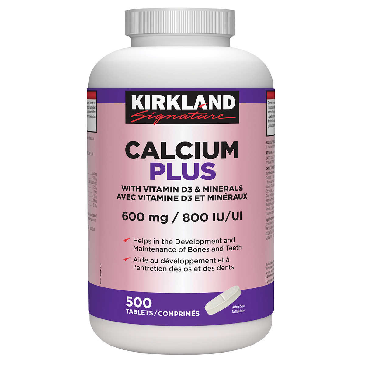 Kirkland Signature Calcium Plus With Vitamin D3 Minerals 600 Mg 800 Iu 500 Tablets
