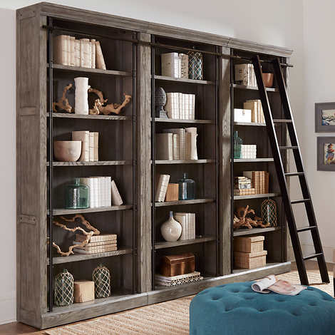 Tuscan 3-piece Bookcase Wall and Ladder