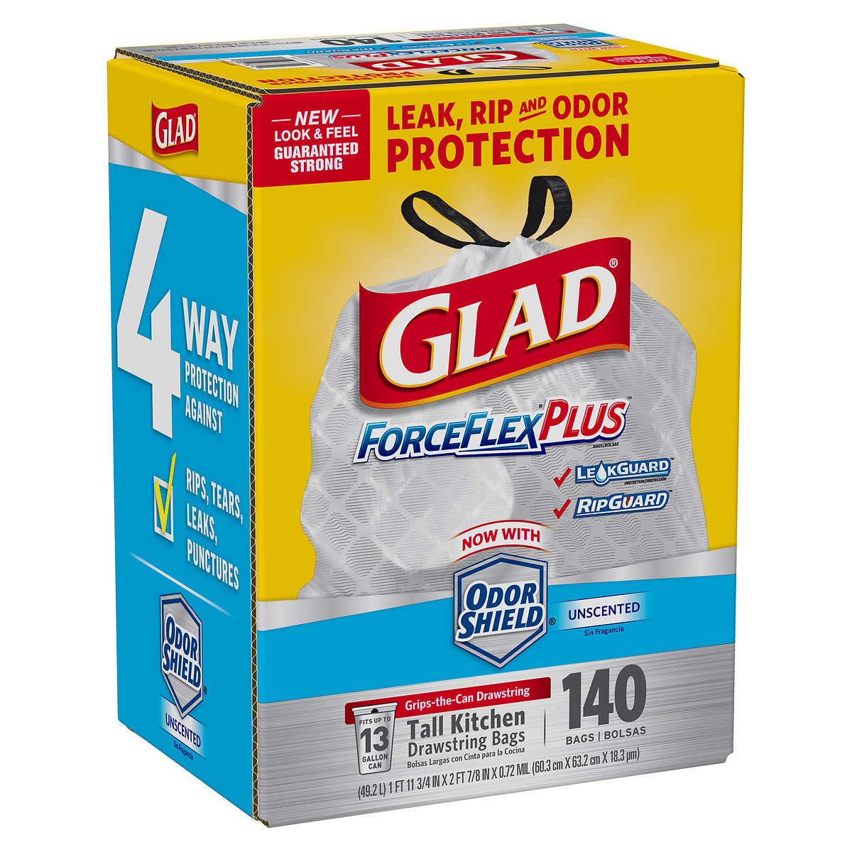 Glad ForceFlex 13 Gallon White Tall Trash Bags 140 Count