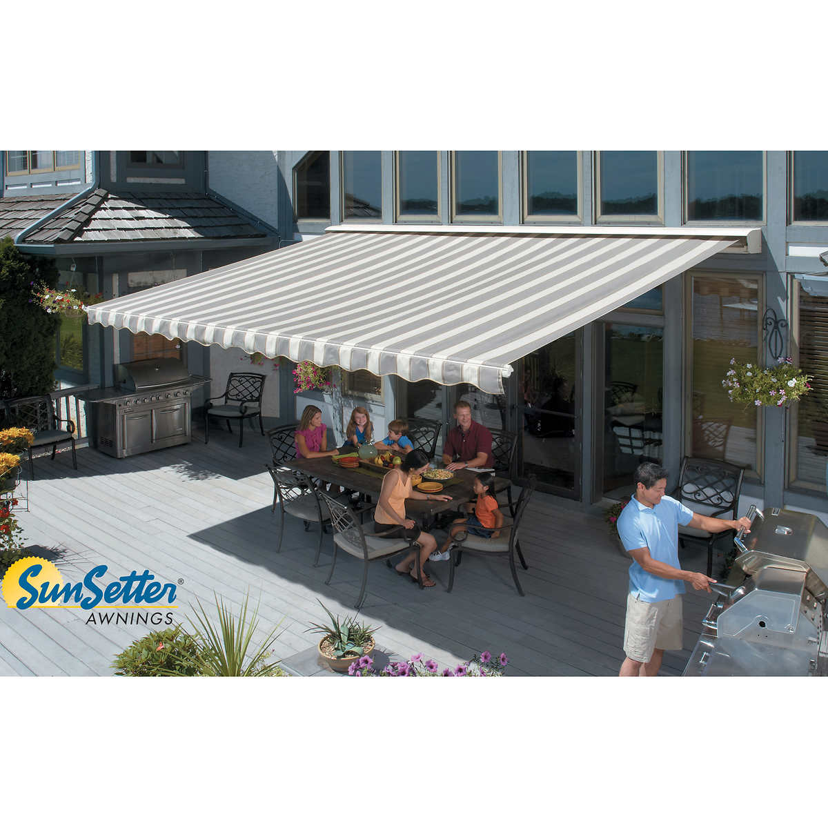 15 Motorized XL Retractable Awning With Woven Acrylic Fabric