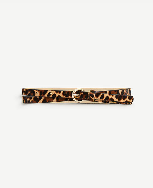Leopard Print Haircalf Skinny Belt