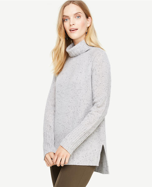 Cashmere Flecked Turtleneck Tunic Sweater | Ann Taylor