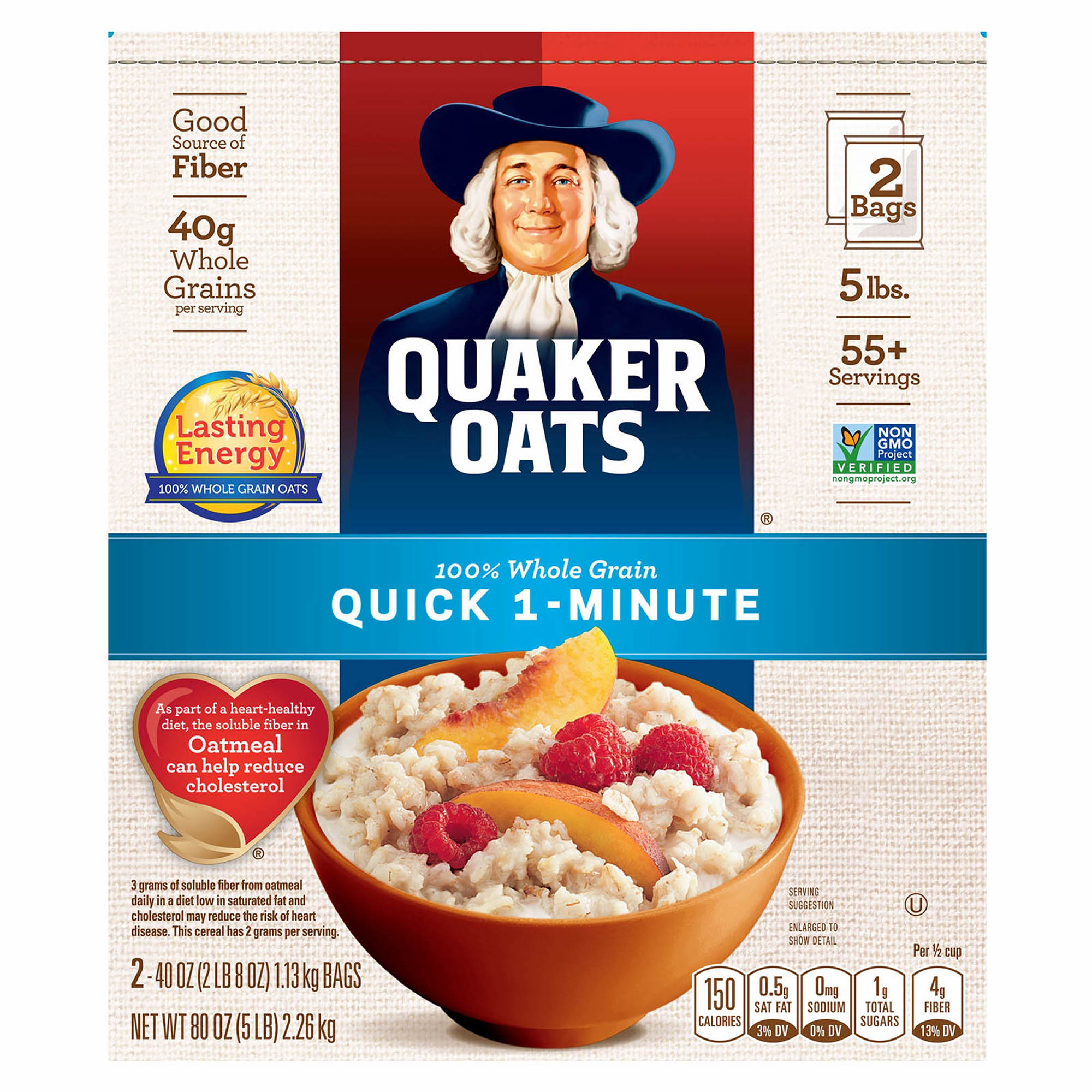 Quaker Oats 100% Natural Whole Grain Quick 1- Minute, 2 pk./40 oz. - BJ ...