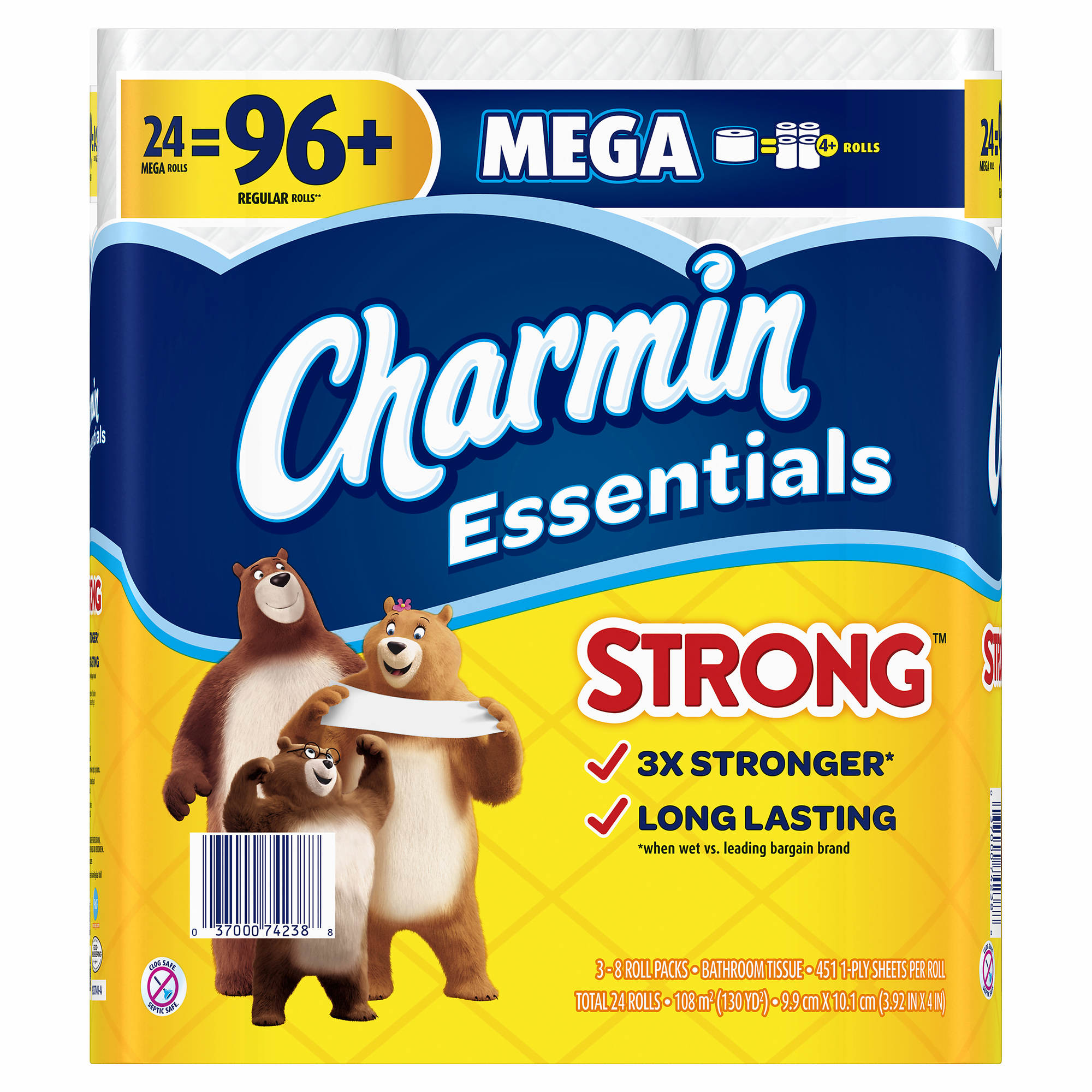 Charmin Essentials Strong 451-Sheet 1-Ply Toilet Paper, 24 ...